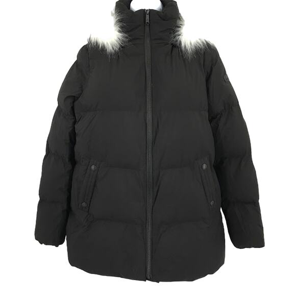 Sam Edelman Faux Fur Trim Hooded Puffer Coat Jacket S - Picture 3 of 8